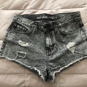 Black distressed jean shorts